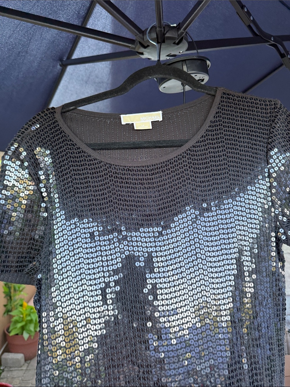 Michael Kors Black Sequin Mesh Dress